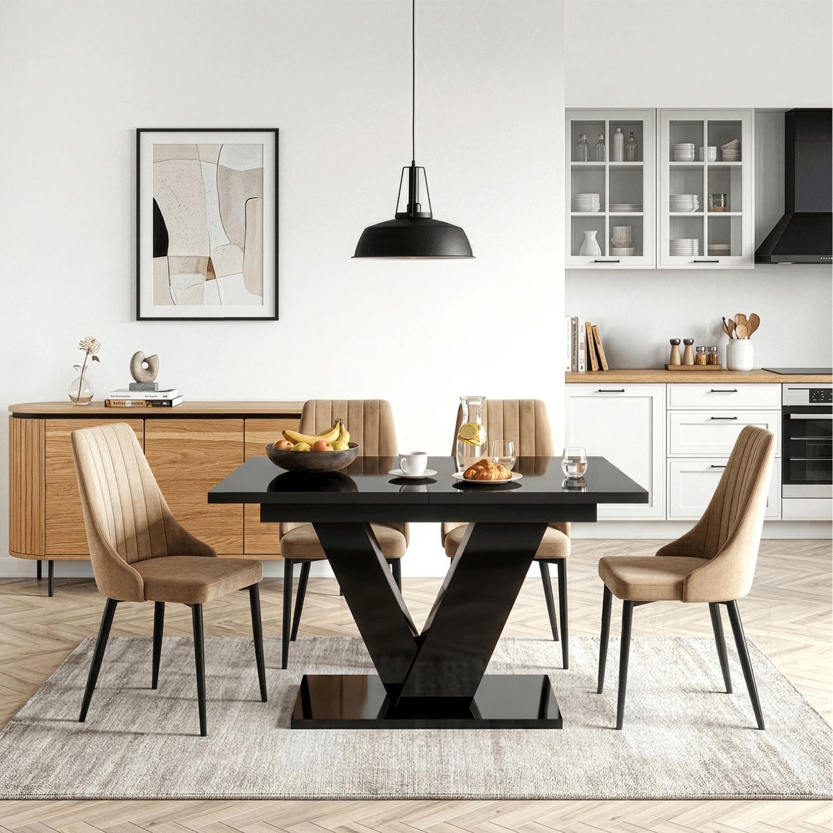 Rozkladací stôl CLARK – 120–160 cm, čierna doska – foto 2
