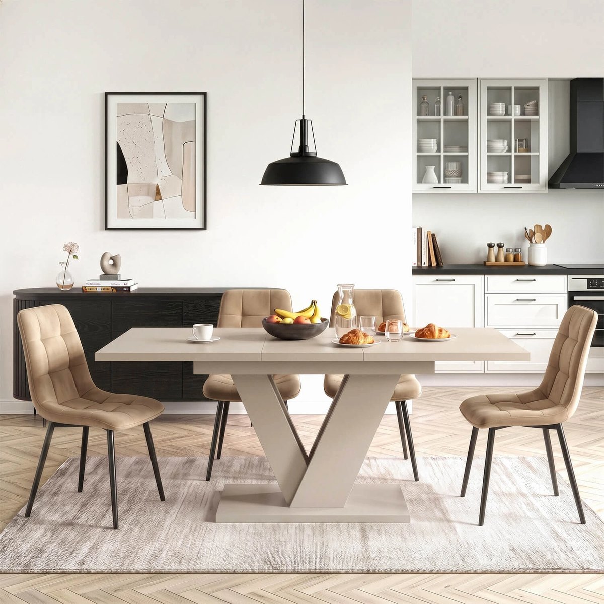 Rozkladací stôl CLARK – 120–160 cm, kašmír – foto 3