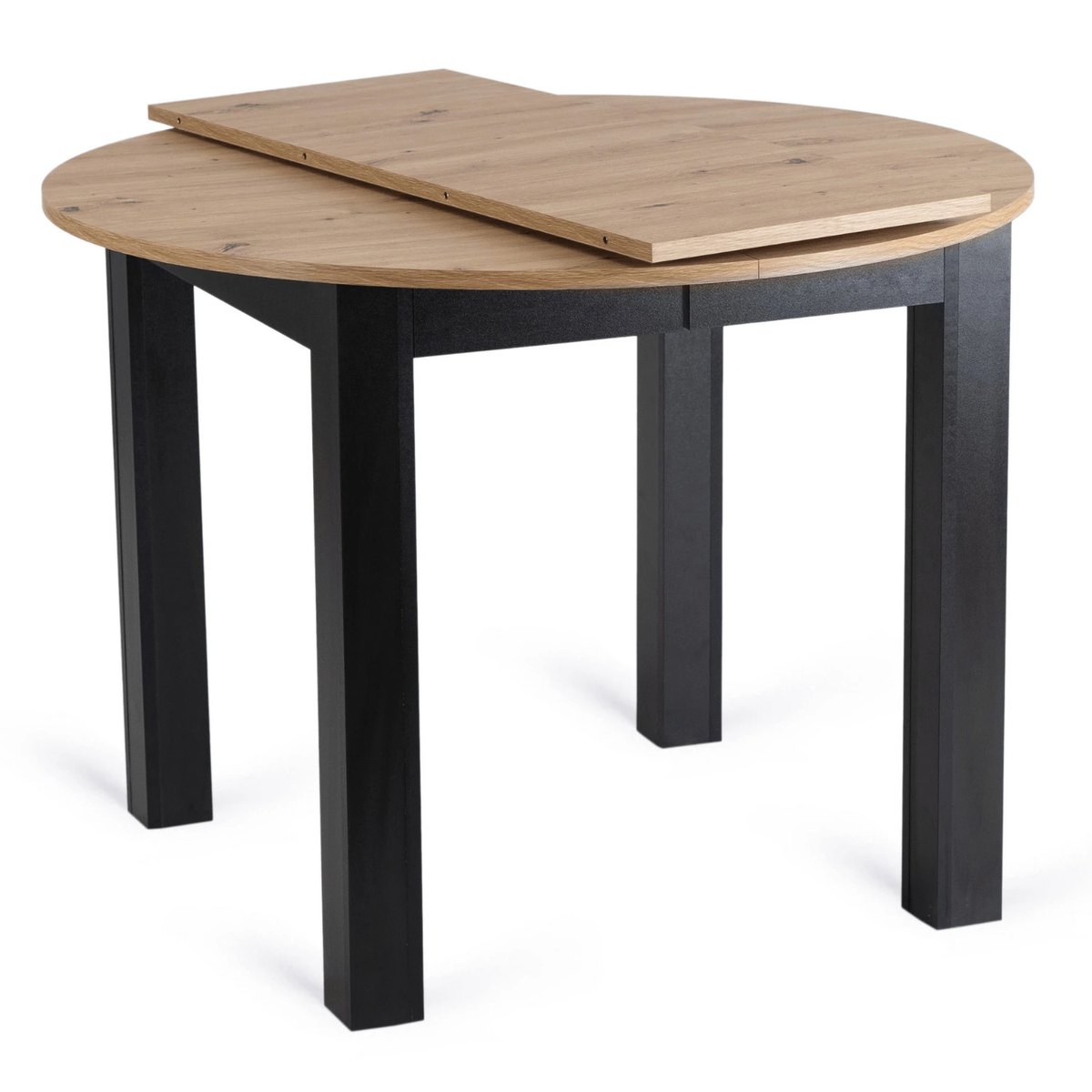 Rozkladací stôl HARRY – 102–142 cm, dub artisan, čierna podnož – foto 4