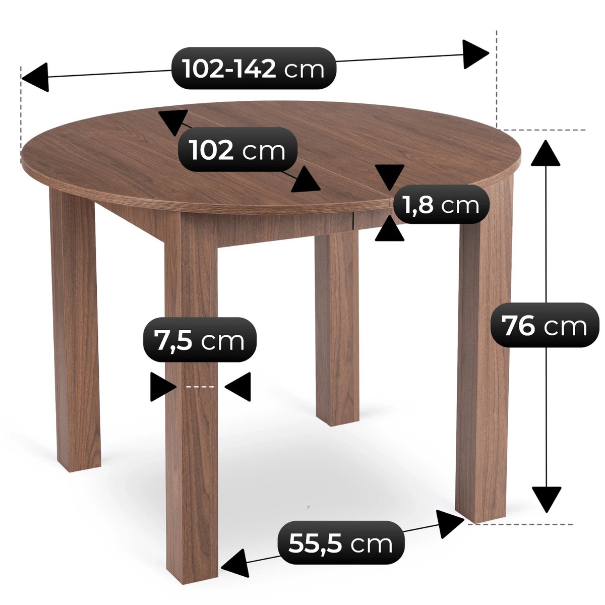 Rozkladací stôl HARRY – 102–142 cm, orech nicea – foto 6