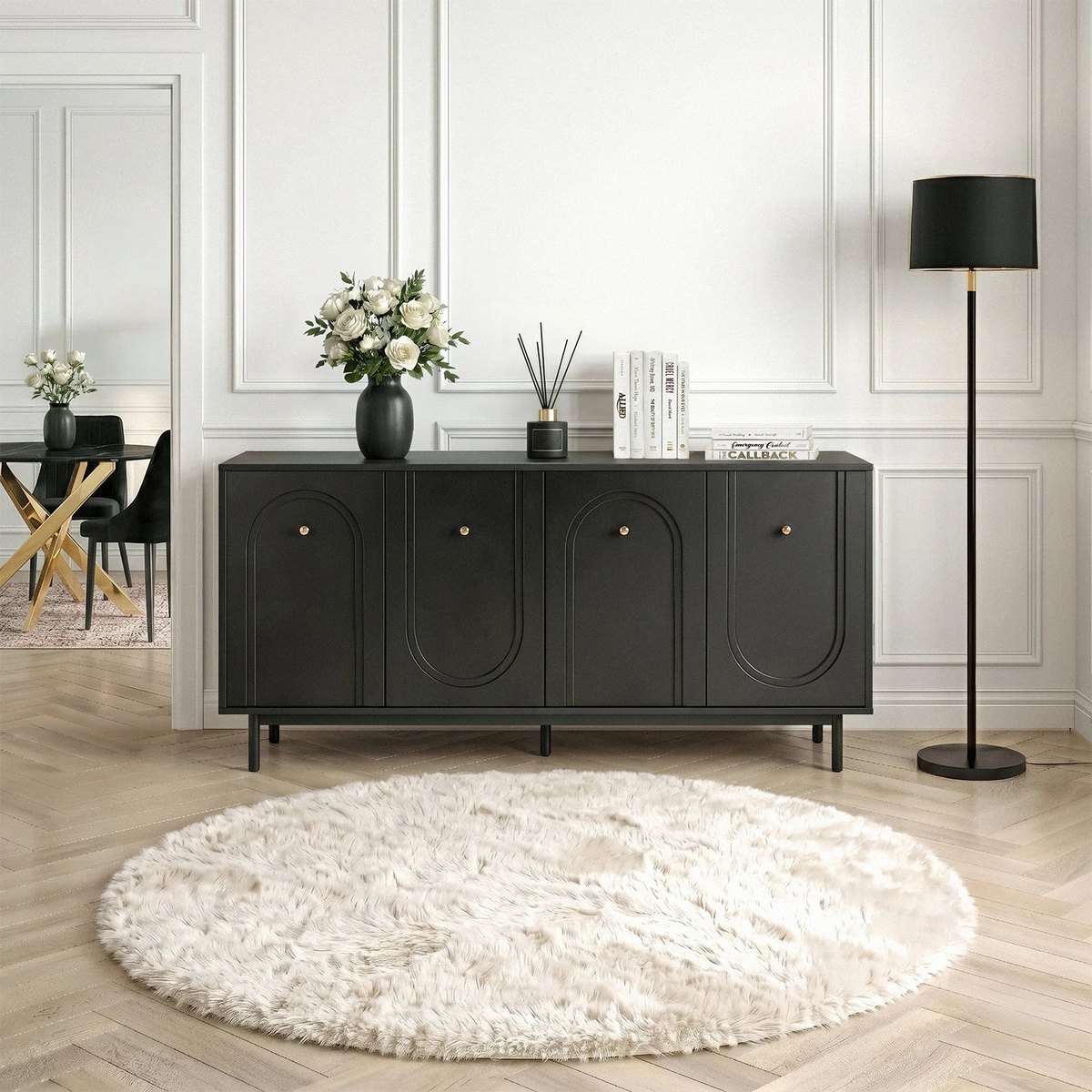 Komoda MARLEN – 155 cm, čierna – foto 2