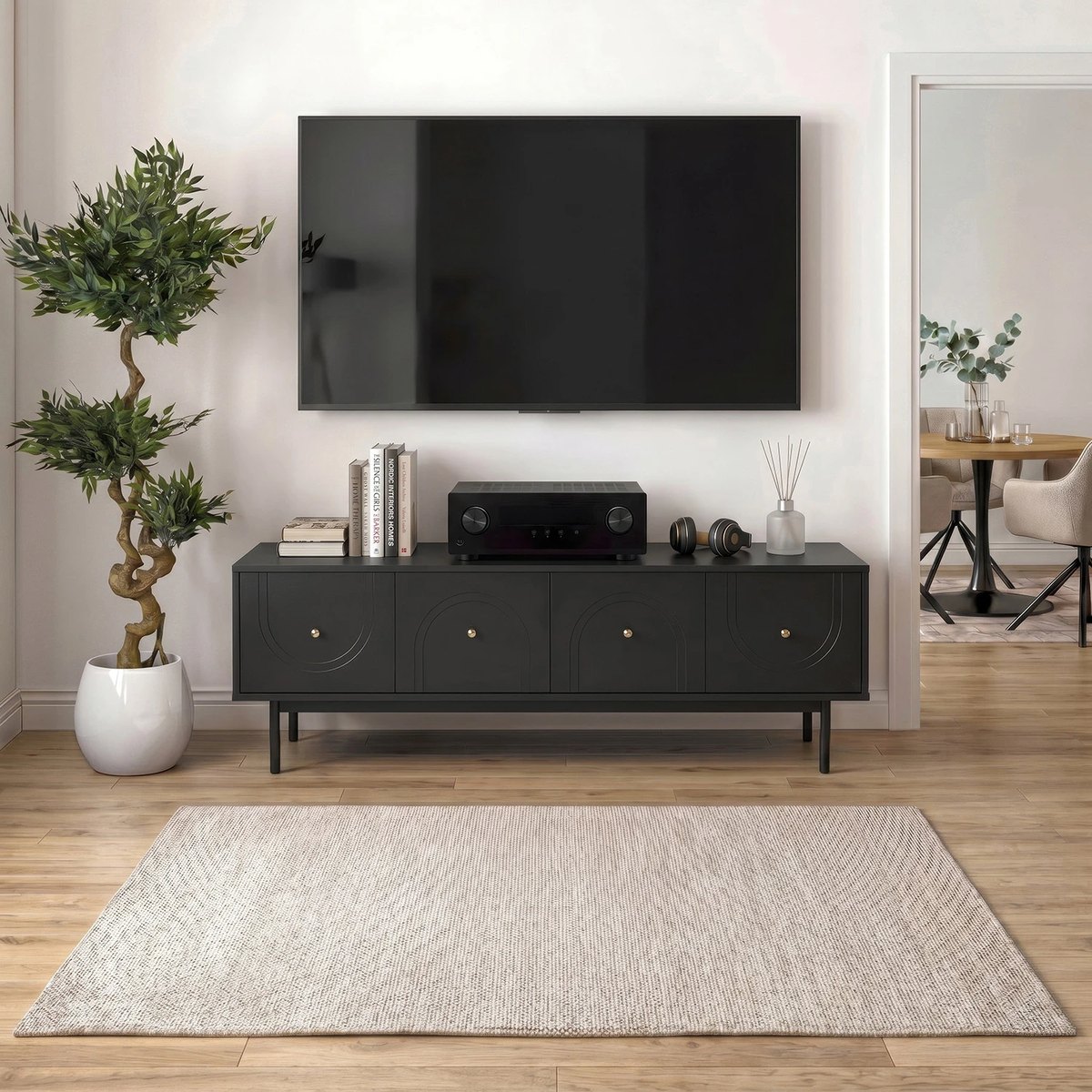 TV stolík MARLEN – 155 cm, čierna – foto 2