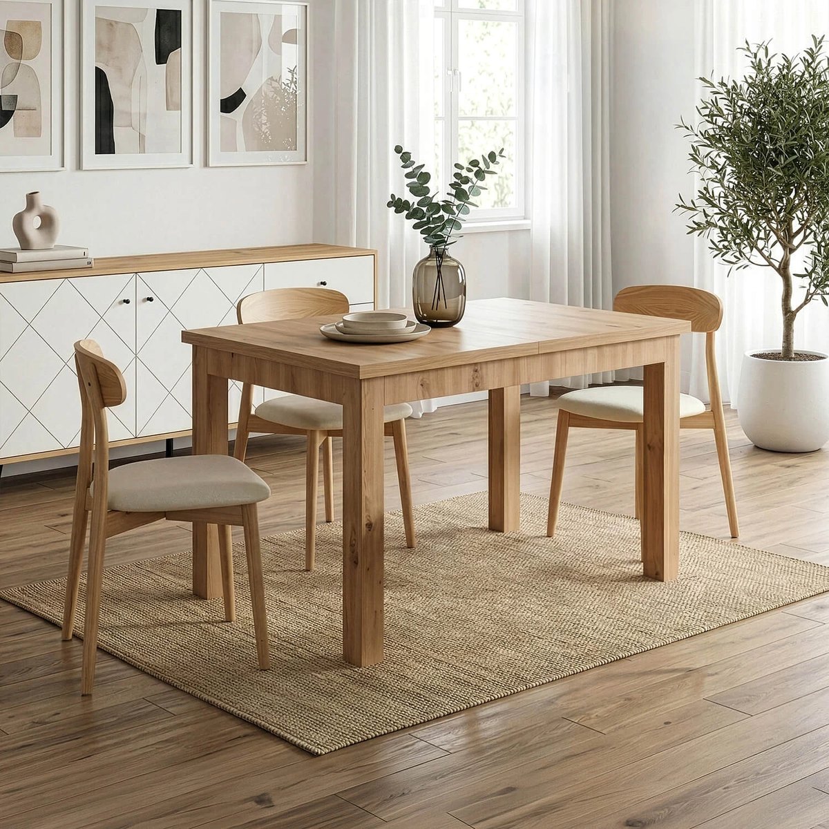 Rozkladací stôl SKUBI – 120–160 cm, dub artisan – foto 2