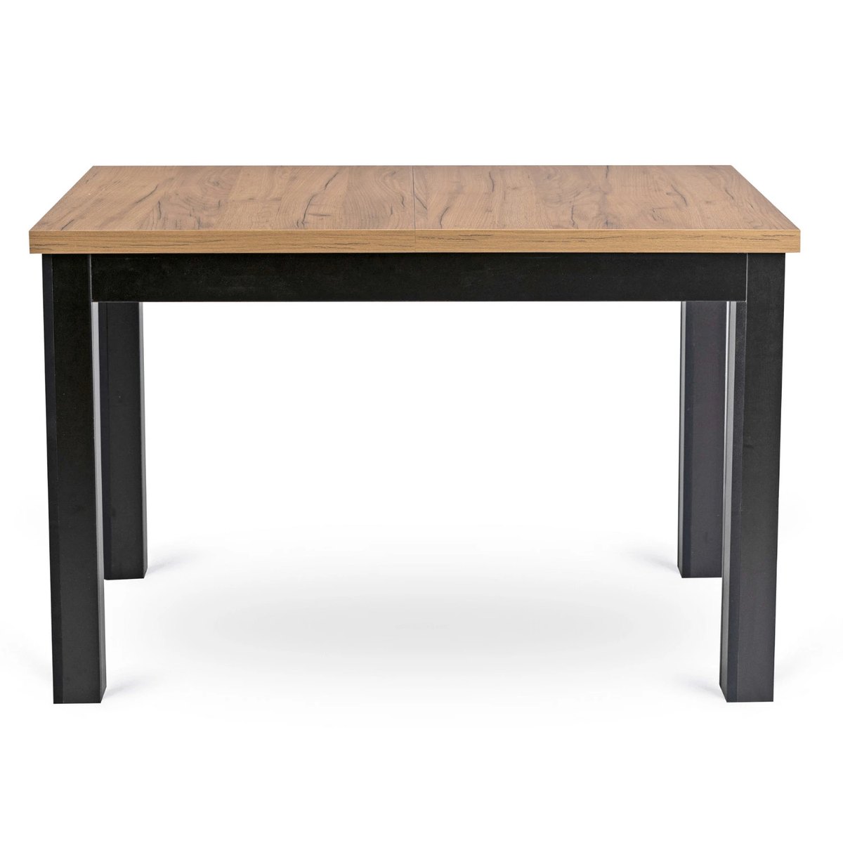 Rozkladací stôl SKUBI – 120–160 cm, dub craft, čierna podnož – foto 5