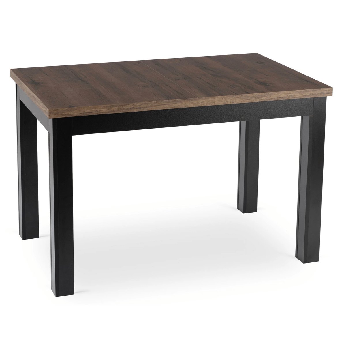 Rozkladací stôl SKUBI – 120–160 cm, orech, čierna podnož