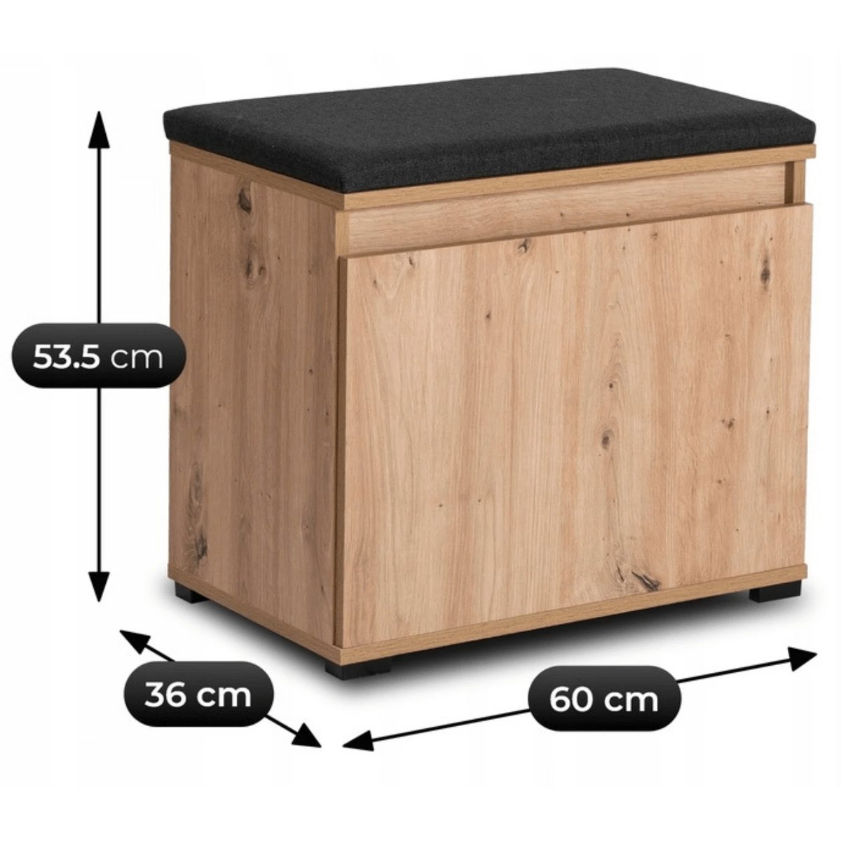 Botník VENORNA – 60 cm, dub artisan, fronty grafit – foto 5