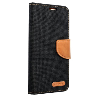 Knižkové puzdro na Xiaomi Redmi 12C - CANVAS čierno hnedé