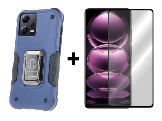 SKLO + PUZDRO 2v1 pre Xiaomi Redmi Note 12 Pro 5G - Tvrdené BULKY modré