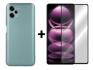 SKLO + PUZDRO 2v1 pre Xiaomi Redmi Note 12 Pro 5G - Silikónové Metallic zelené
