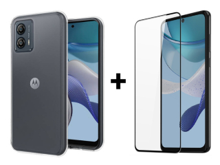 9D SKLO + PUZDRO 2v1 pre Motorola Moto G53 5G - Silikónové priesvitné