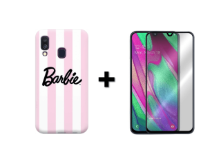 9D SKLO + PÚZDRO 2v1 pre Samsung Galaxy A40 Barbie