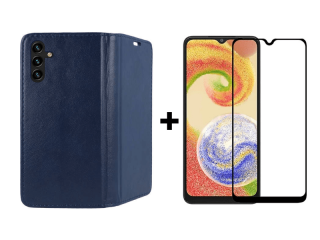 SKLO + PUZDRO 2v1 pre Samsung Galaxy A13 5G / A04s - Knižkové MAGNETIC modré