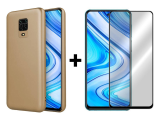 SKLO + PÚZDRO 2v1 pre Xiaomi Note 9 Pro / Note 9s - silikónové Metallic zlaté