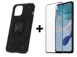 9D SKLO + PUZDRO 2v1 pre Motorola Moto G53 5G - Tvrdené SQUARE čierne