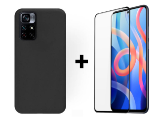 SKLO + PÚZDRO 2v1 pre Xiaomi Poco M4 Pro 5G - silikónové čierne