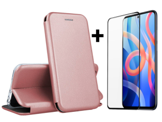 SKLO + PÚZDRO 2v1 pre Xiaomi Poco M4 Pro 5G - Knižkové puzdro DIVA ružové