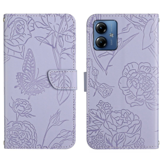 Knižkové puzdro pre Motorola Moto G14 - Butterfly fialové