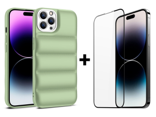 SKLO + PUZDRO 2v1 pre iPhone 15 Pro Max - AIRBAG zelené