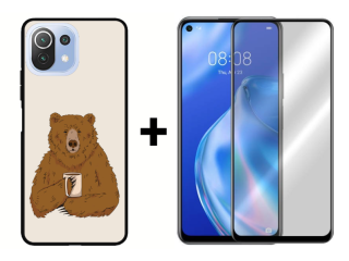 9D SKLO + PUZDRO 2v1 pre Xiaomi Mi 11 Lite 4G / 5G - Pattern 007