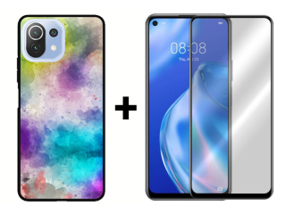 9D SKLO + PUZDRO 2v1 pre Xiaomi Mi 11 Lite 4G / 5G - Pattern 008