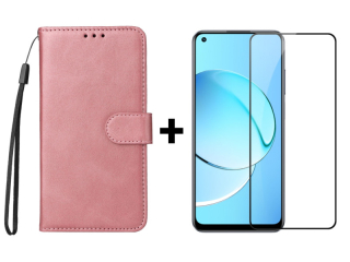 SKLO + PUZDRO 2v1 pre Realme 10 - Knižkové SOLID ružové