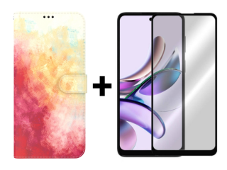 SKLO + PUZDRO 2v1 pre Motorola Moto G23 / G13 - Knižkové INK Spring cherry