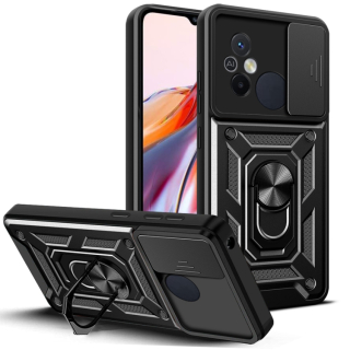 Tvrdený kryt pre Xiaomi Redmi 12C - RING ARMOR SLIDE čierny