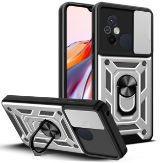Tvrdený kryt pre Xiaomi Redmi 12C - RING ARMOR SLIDE silver