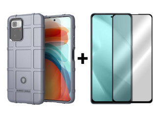 SKLO + PUZDRO 2v1 pre Xiaomi Redmi Note 10 Pro - Tvrdené COVERAGE sivé