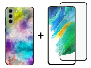 9D SKLO + PUZDRO 2v1 pre Samsung Galaxy S21 FE 5G - Pattern 008