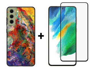 9D SKLO + PUZDRO 2v1 pre Samsung Galaxy S21 FE 5G - Pattern 009