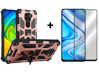 SKLO + PUZDRO 2v1 pre Xiaomi Redmi Note 9 - Tvrdené HOLDER ružové