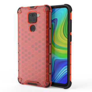 Tvrdený kryt pre Xiaomi Redmi Note 9 - HONEYCOMB červený