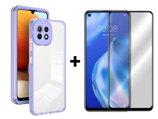 SKLO + PUZDRO 2v1 pre Xiaomi Mi 11 Lite 4G / 5G - Tvrdené FRAME fialové