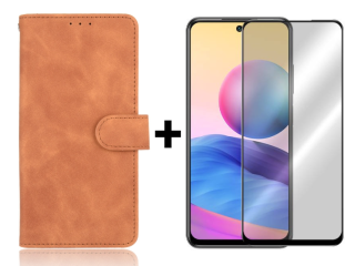 SKLO + PUZDRO 2v1 pre Xiaomi Redmi Note 10 / 10s - Knižkové SOLID hnedé