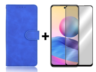 SKLO + PUZDRO 2v1 pre Xiaomi Redmi Note 10 / 10s - Knižkové SOLID modré