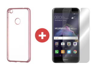SKLO + PÚZDRO 2v1 pre HUAWEI P8 / P9 Lite (2017) / Honor 8 Lite Frame ružové