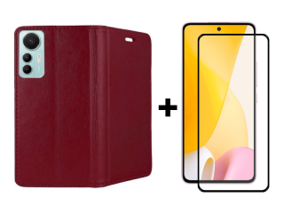 SKLO + PUZDRO 2v1 pre Xiaomi 12 Lite - Knižkové Magnet bordové