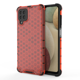 Tvrdený kryt pre Samsung Galaxy A12 - HONEYCOMB červený