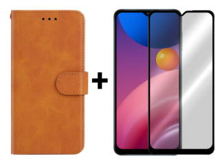 SKLO + PUZDRO 2v1 pre Samsung Galaxy A13 5G / A04s - Knižkové SOLID hnedé