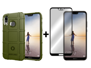 SKLO + PUZDRO 2v1 pre Huawei P20 Lite - Tvrdené COVERAGE zelené
