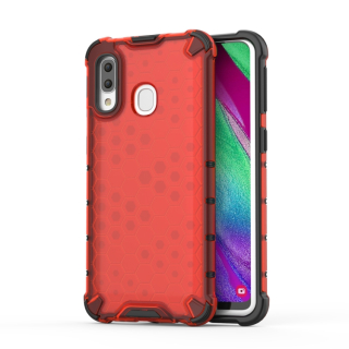 Tvrdený kryt pre Samsung Galaxy A40 - HONEYCOMB červený
