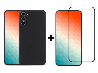 SKLO + KRYT 2v1 pre Samsung Galaxy S24 Plus 5G - Silikónový MATT čierny