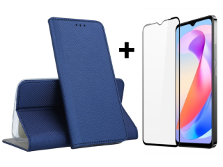 SKLO + PUZDRO 2v1 pre Honor X6a - Knižkové puzdro MAGNET modré