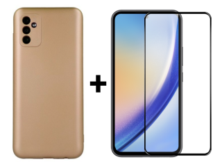 SKLO + KRYT 2v1 pre Samsung Galaxy A55 5G - Silikónový METALLIC zlatý