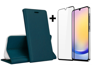 SKLO + PUZDRO 2v1 pre Samsung Galaxy A25 5G - Knižkové puzdro MAGNETIC zelené