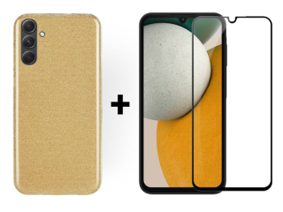 SKLO + KRYT 2v1 pre Samsung Galaxy A15 / A15 5G - Silikónový GLITTER zlatý