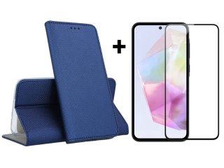 SKLO + PUZDRO 2v1 pre Samsung Galaxy A35 5G - Knižkové puzdro MAGNET modré