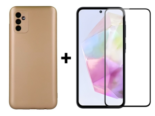 SKLO + KRYT 2v1 pre Samsung Galaxy A35 5G - Silikónový METALLIC zlatý