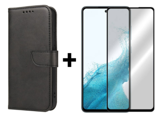 SKLO + PUZDRO 2v1 pre Samsung Galaxy A54 5G - Peňaženkové puzdro BUCKLE čierne